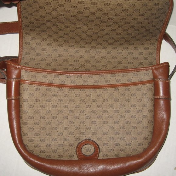 ❤️GUCCI Micro G Logo Print Brown Flap Crossbody Purse - Picture 8 of 14